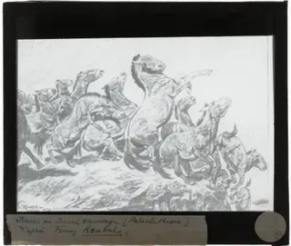 Franz Roubal. Jacht op wilde paarden. Paleolithicum, by Franz Roubal, 1938