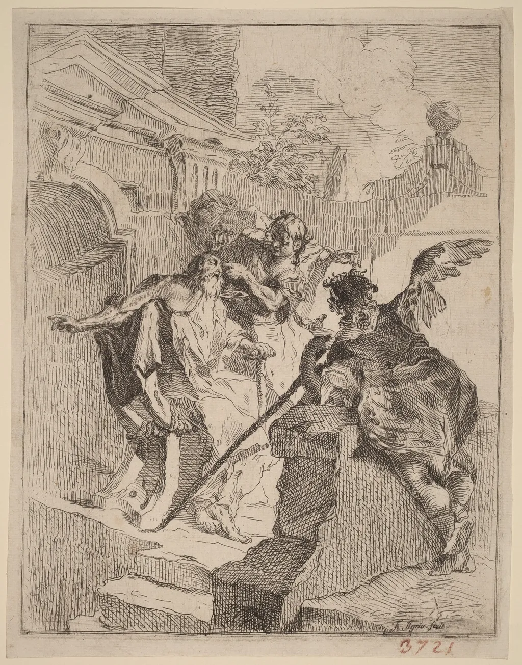 Tobias Healing His Father, by Franz Sigrist the Elder, ink, 1752