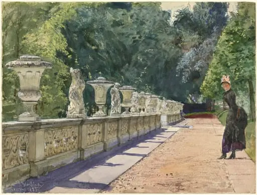 A Promenade in the Park at Sanssouci, by Franz Skarbina