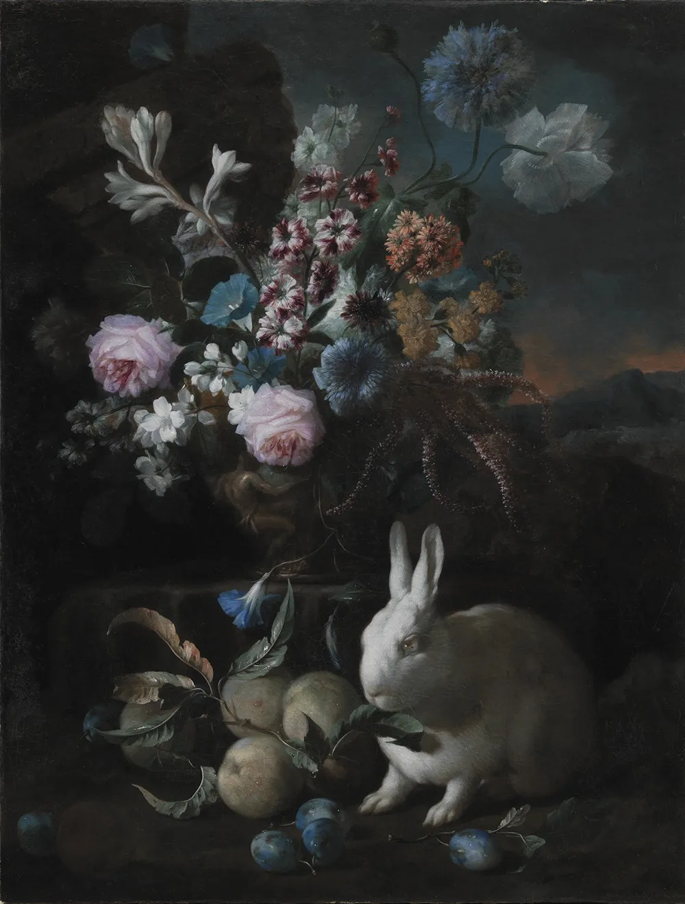 Flower Piece with Rabit, by Franz Werner Tamm, oil, 1700