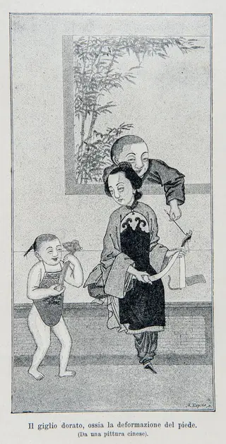 The golden lotus, or the deformation of the foot, (From a Chinese painting) signed by M. Rapine