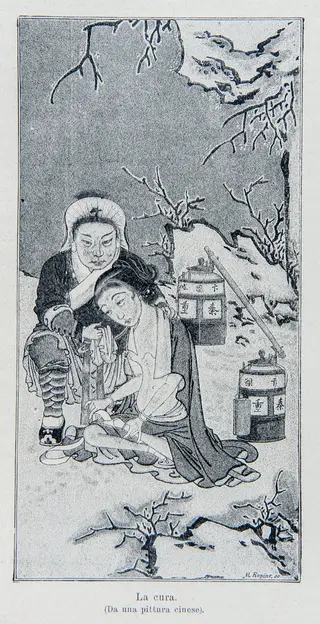 The treatment, (From a Chinese painting) signed by M. Rapine
