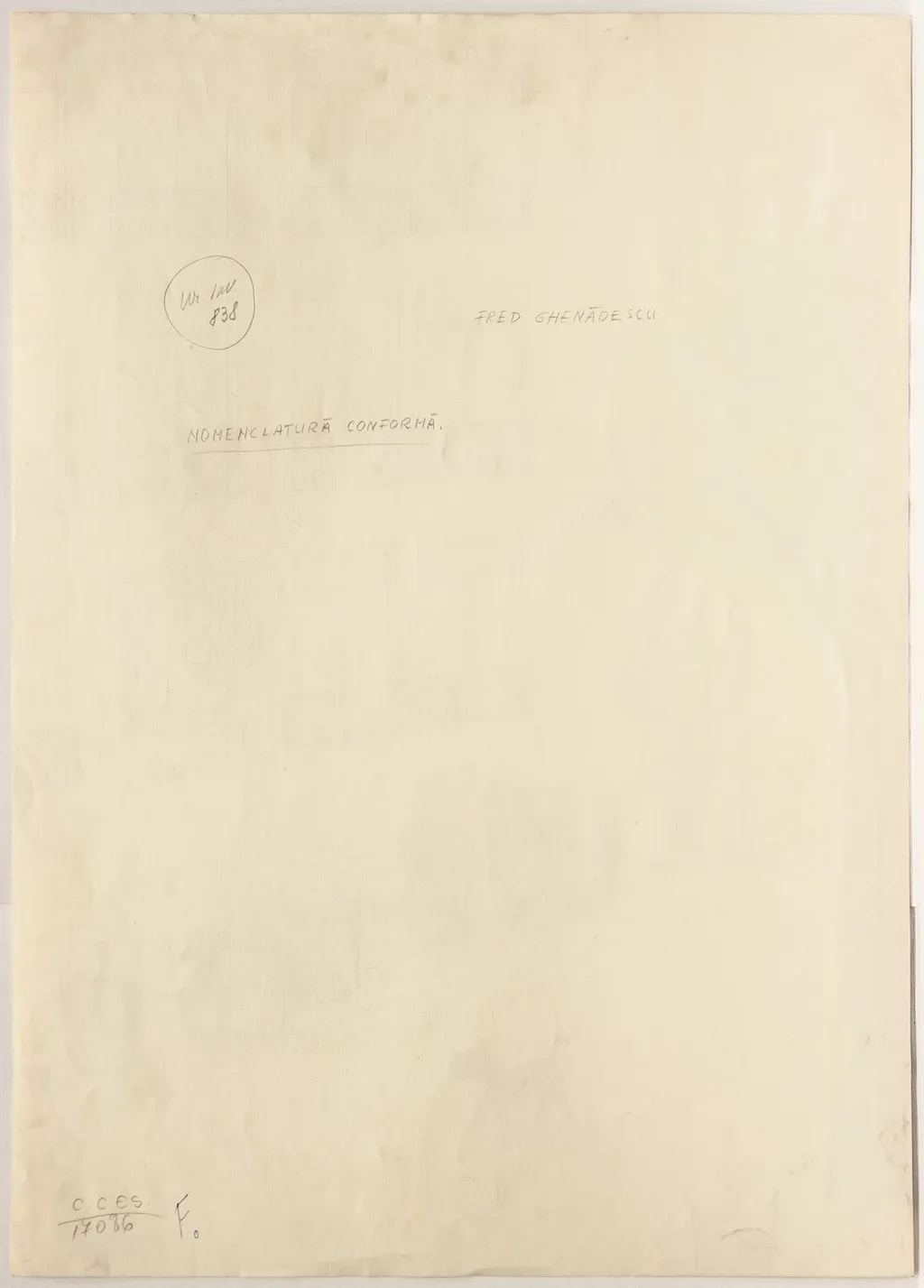 Nomenclatură conformă (Fără cuvinte), by Fred Ghenădescu, unspecified, 1950