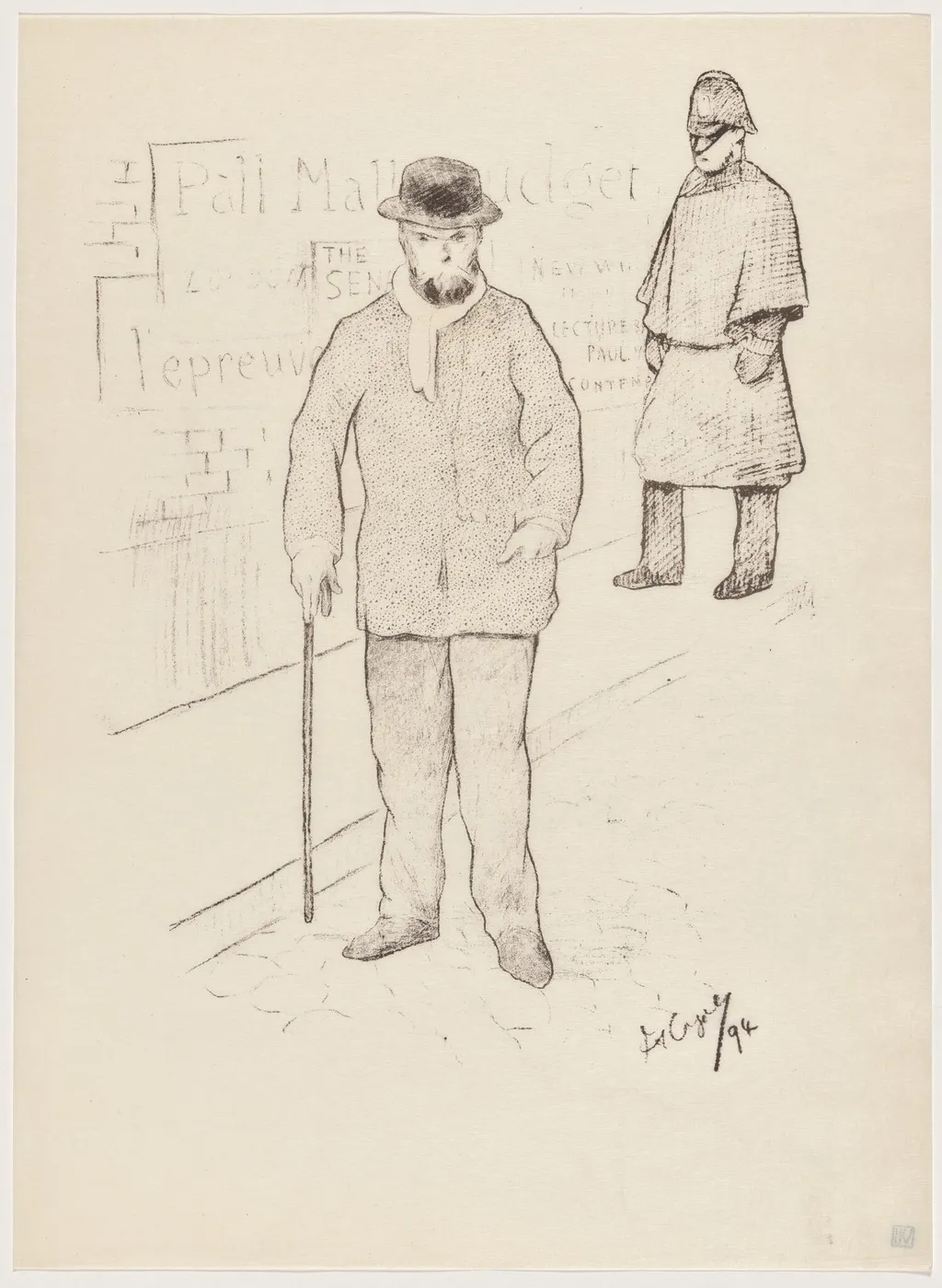 Paul Verlaine à Londres, by Frédéric-Auguste Cazals, ink, 1895