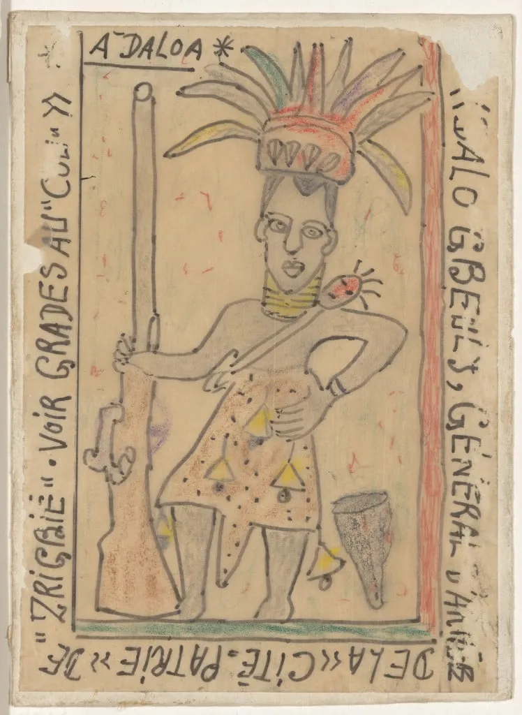 Untitled, by Frédéric Bruly Bouabré, graphite, 1973