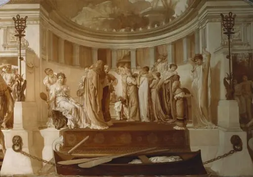 Half-size monochrome cartoon for the spirit fresco 'The Arts of Industry as Applied to Peace', by Frederic, Lord Leighton