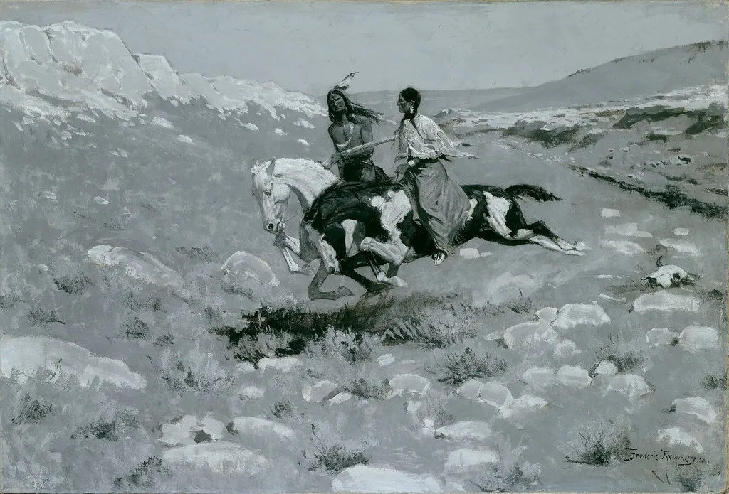 Ceremony of the Fastest Horse, by Frederic Remington, oil, 1900