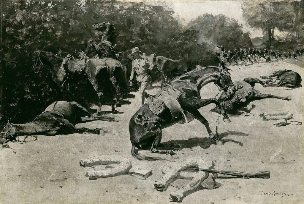 How the Horses Died for Their Country at Santiago, by Frederic Remington, oil, 1900