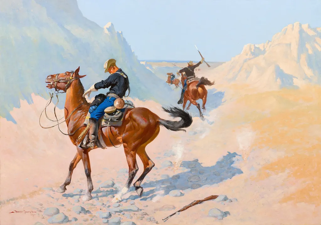 The Advance-Guard, or The Military Sacrifice (The Ambush), by Frederic Remington, oil, 1896