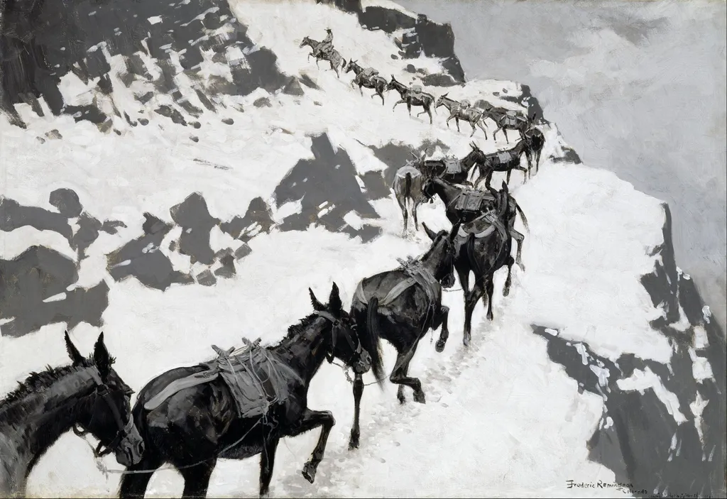 The Mule Pack, by Frederic Remington, oil, 1901