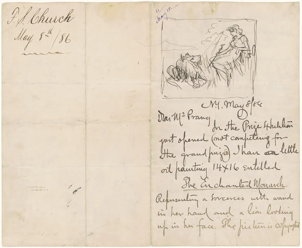 Study after "The Enchanted Monarch", by Frederic Stuart Church, ink, 1886