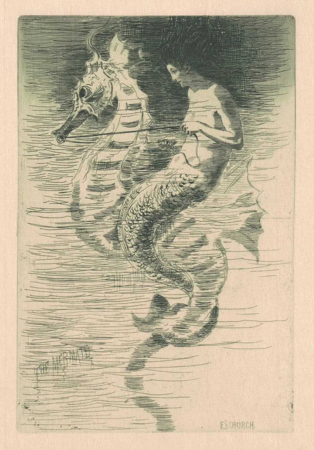 The Mermaid, by Frederic Stuart Church, ink, 1881