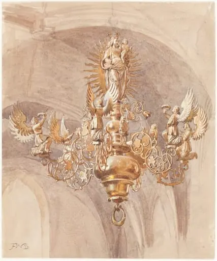 A Chandelier with the Virgin Mary Holding the Christ Child, by Frederic William Sir Burton