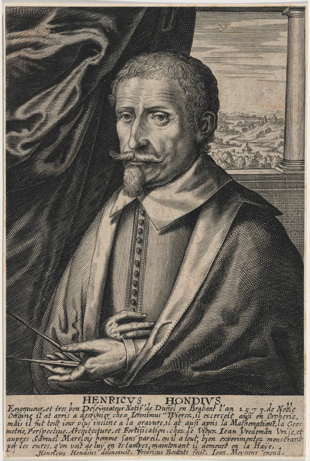 Hendrik Hondius, by Frederick Bouttats II, ink, 1643