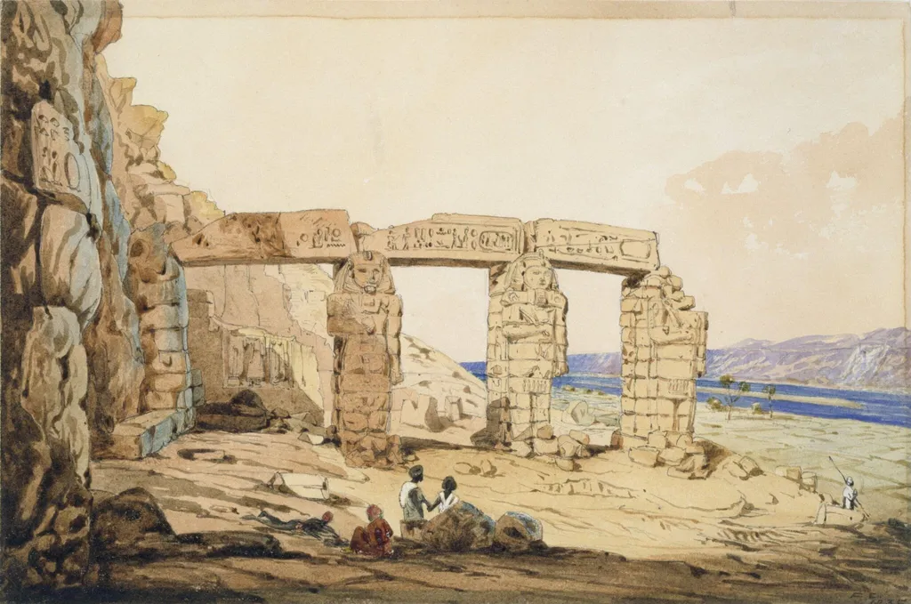 Guerfeh Hassan - Nubia, by Frederick Catherwood, watercolor, 1834