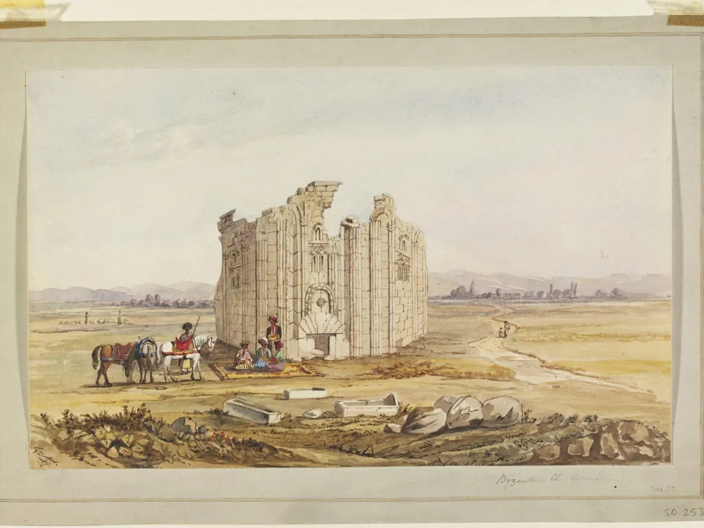Ancient Armenian Church at Varzahan, by Frederick Charles Cooper, watercolor, 1849