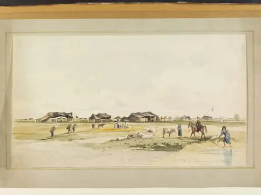 Arab tents at Ledgemeeat on the Khabour, by Frederick Charles Cooper
