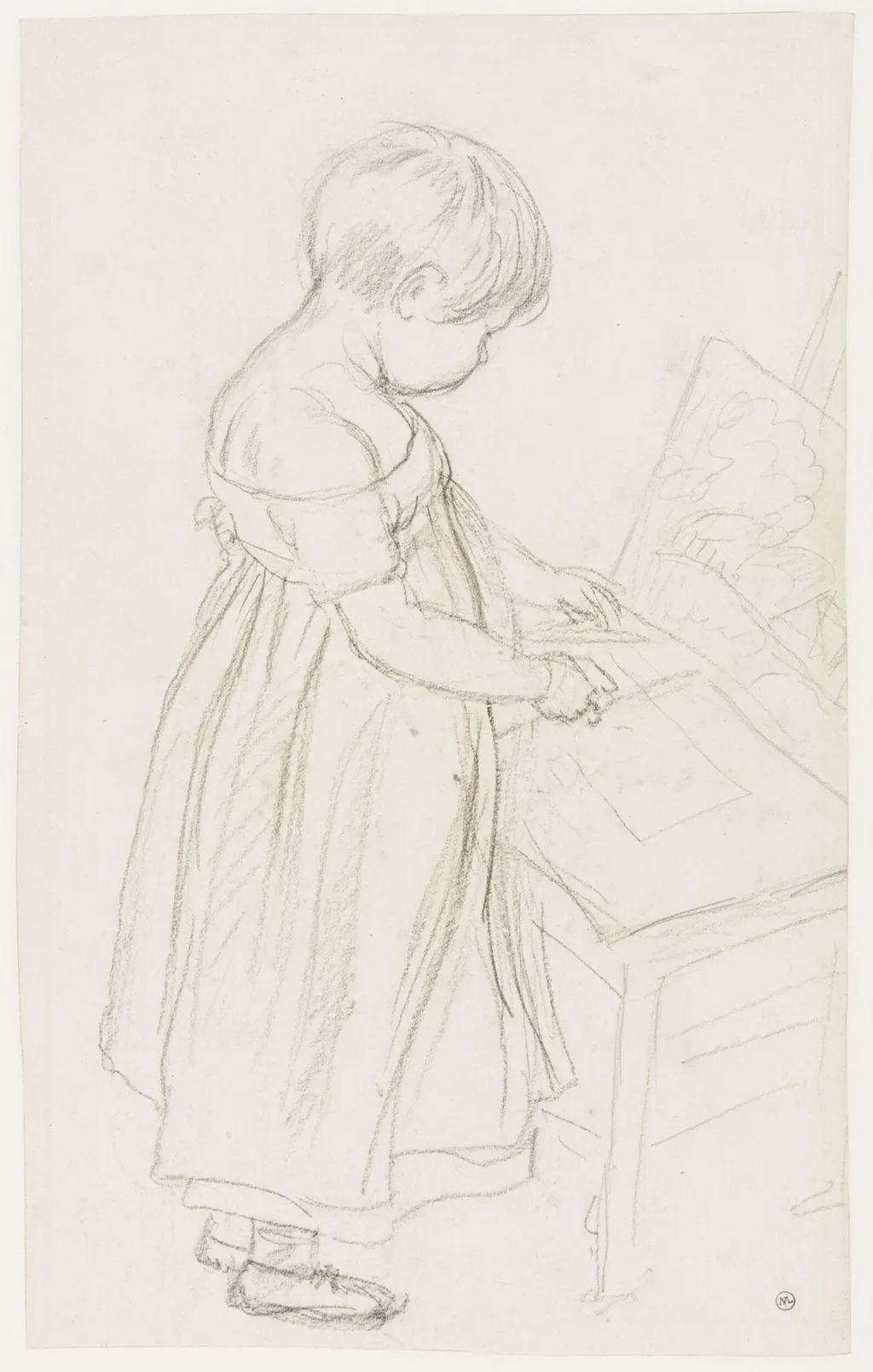 Sketch of his son John Frederick as a young child learning to draw, by Frederick Christian Lewis, 1809