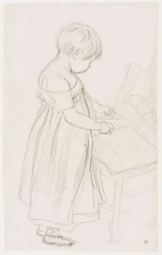 Sketch of his son John Frederick as a young child learning to draw, by Frederick Christian Lewis