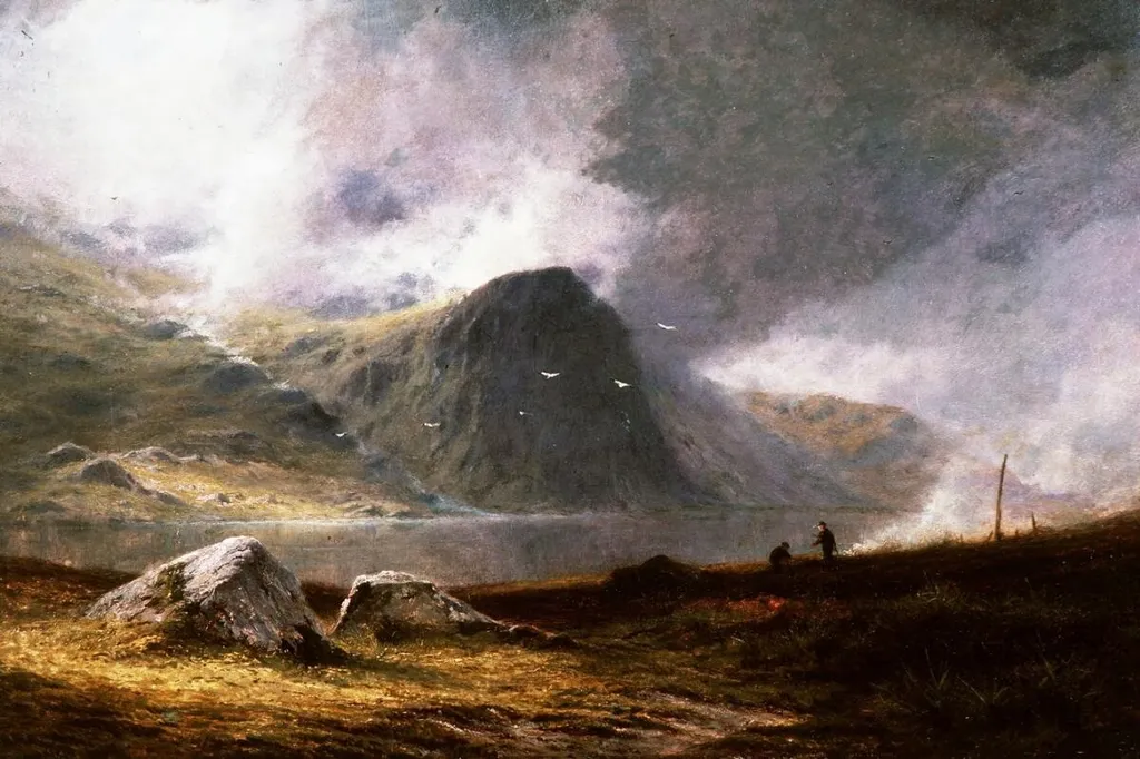 Peat burners near Snowdon, by Frederick Clive Newcome, oil, 1850