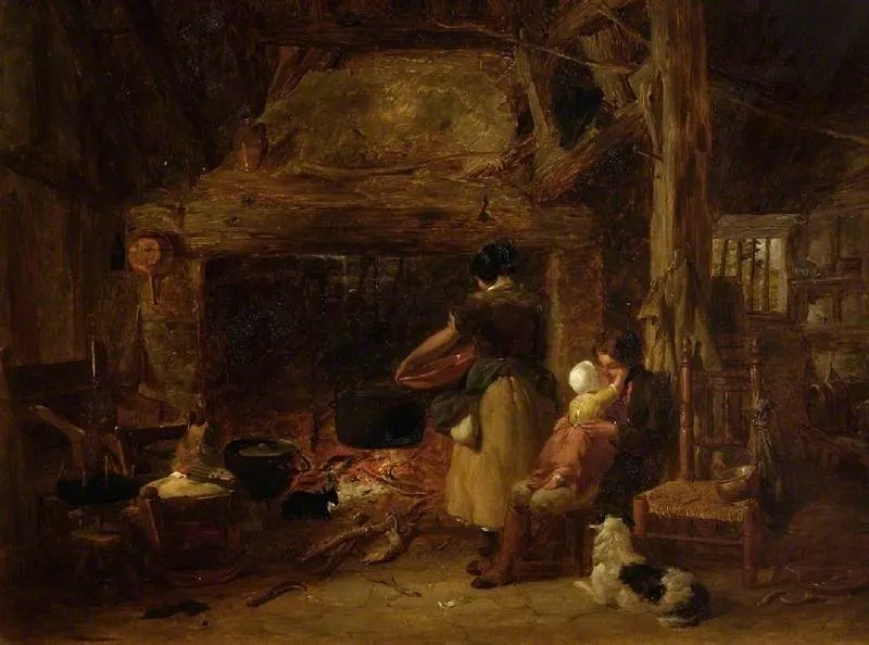Cottage interior, by Frederick Goodall, unspecified, 1844