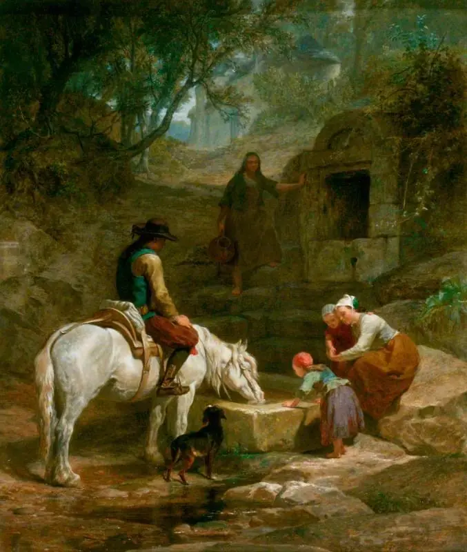 The Drinking Trough: A Scene in Brittany, by Frederick Goodall