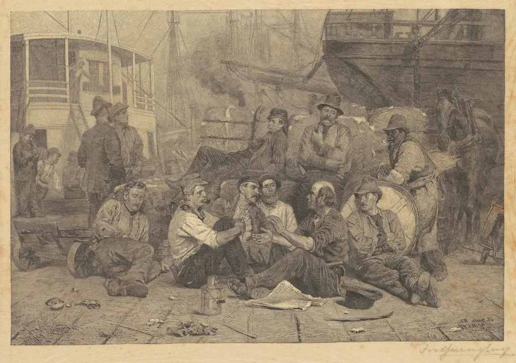 The Longshoremen's Noon, by Frederick Juengling, ink, 1886