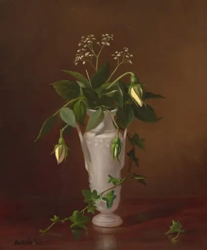Myosotis and Roses in a Vase, by Frederick Stone Batcheller, 1863