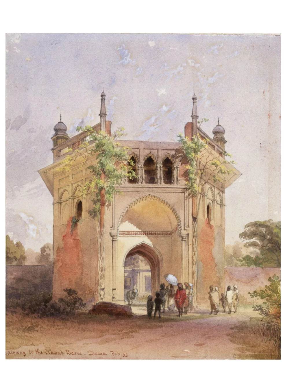 Gateway to the Nawab Baree - Dacca, by Frederick William Alexander De Fabeck, paint, 1863
