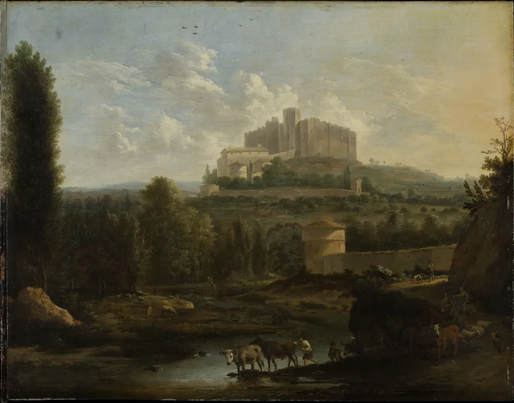 Landscape with the Castle of Francheville, by Frederik de Moucheron, oil, 1669