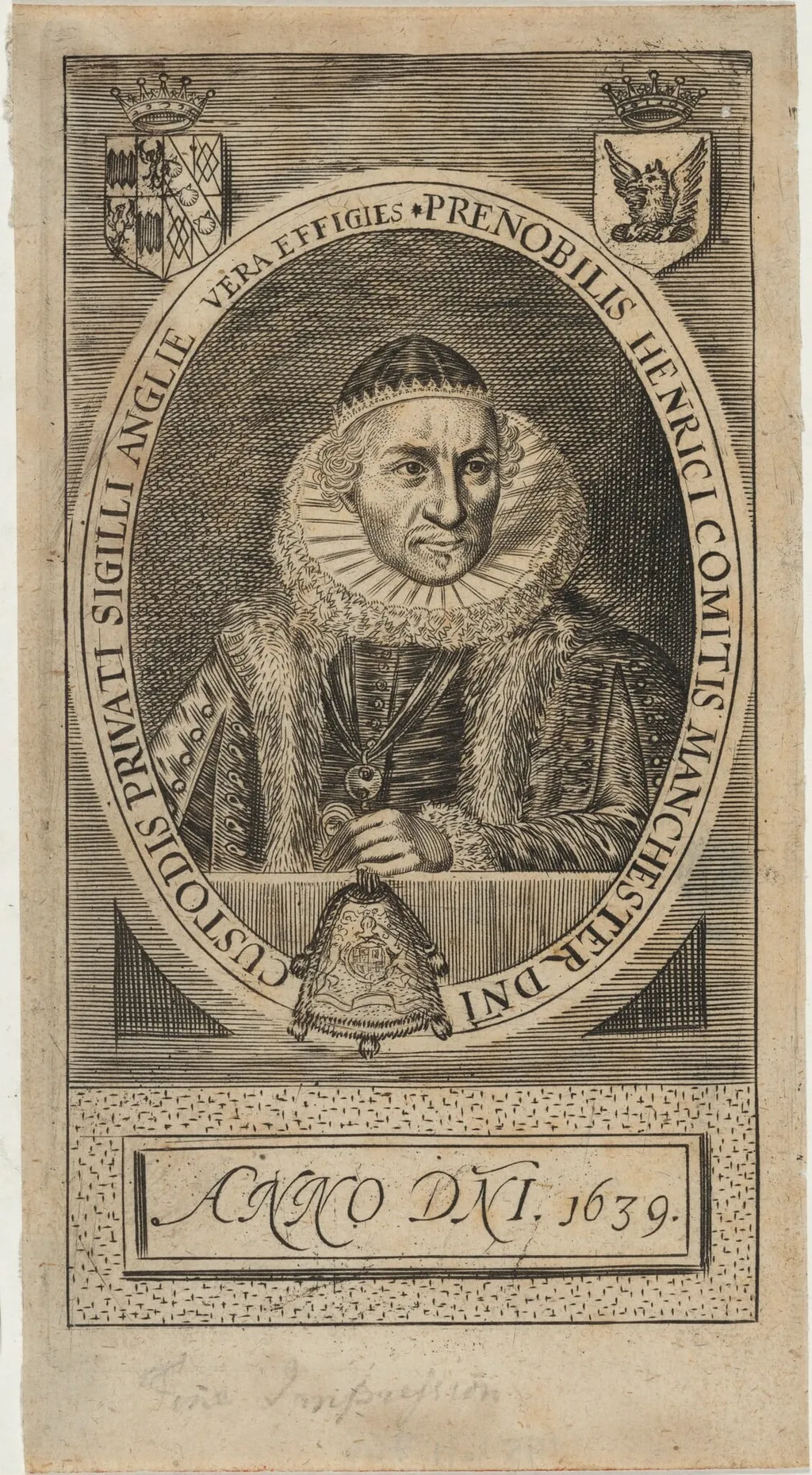 Henry Montagu, First Earl of Manchester, by Frederik Hendrik van den Hove, ink, 1639