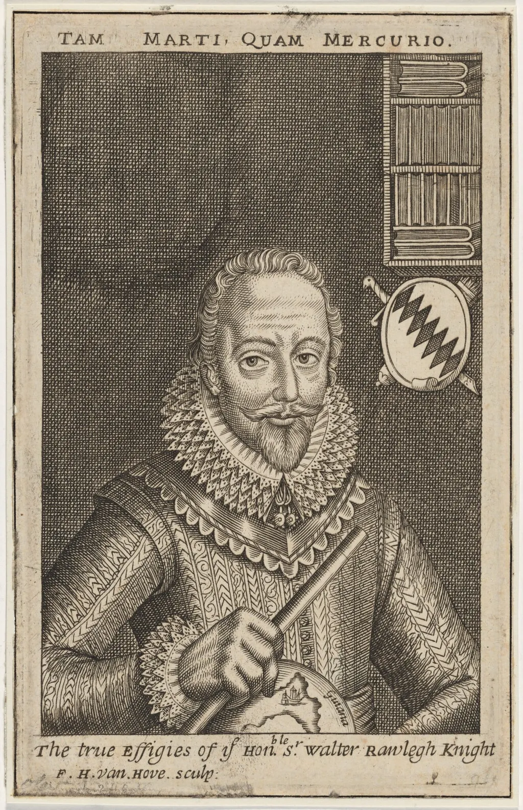 Sir Walter Raleigh, by Frederik Hendrik van den Hove, ink, 1663
