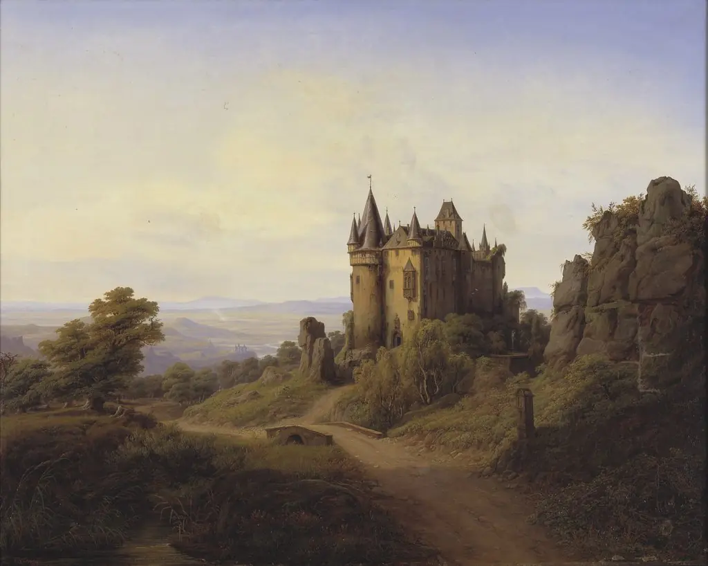 Slottet Büresheim ved Eifelfloden, by Frederik Sødring