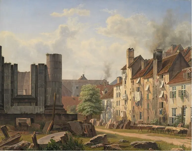 View of the Marble Square with the Ruins of the Uncompleted Frederik's Church, by Frederik Sødring
