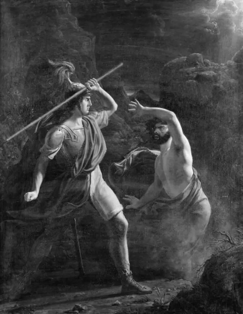 Loke styrtes i afgrunden af Hother, by Frederik Storch