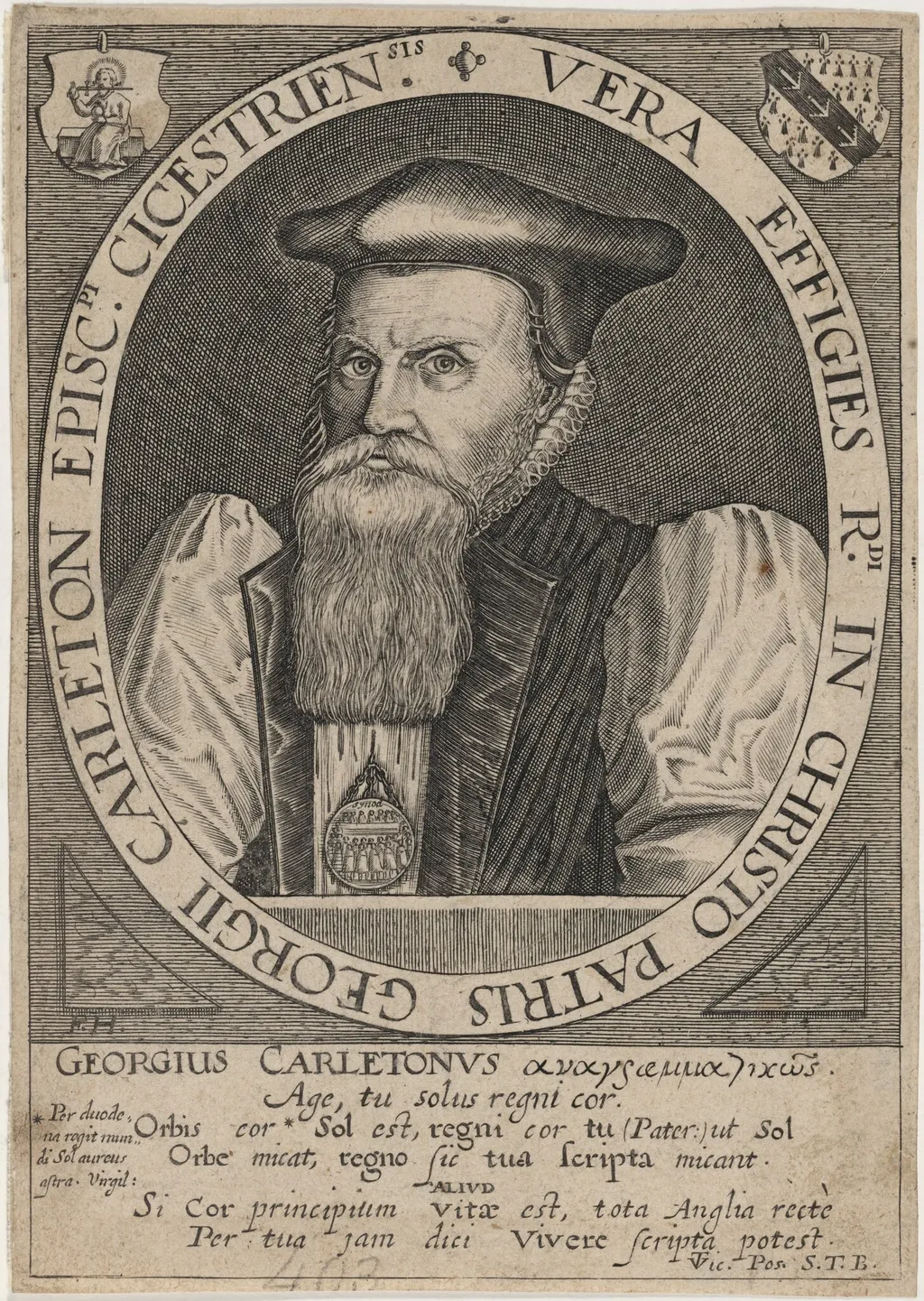 George Carleton, Bishop of Cheschester, by Frederik van Hulsen, ink, 1620