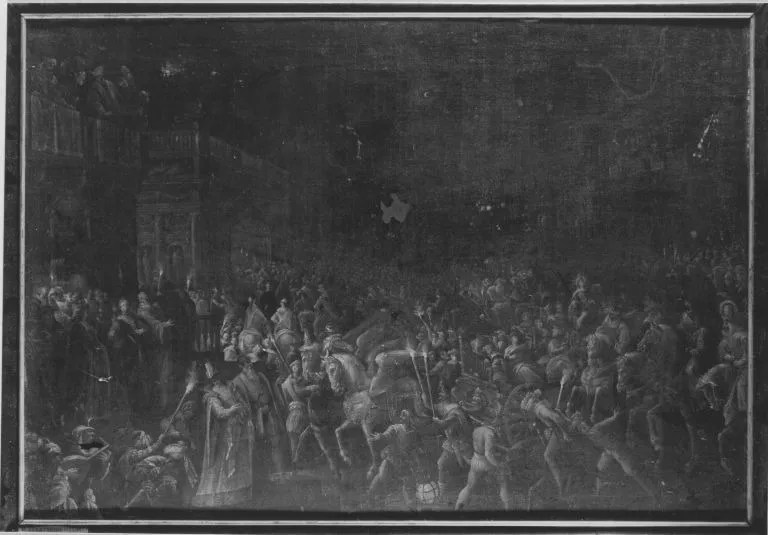 Maskenfest, by Frederik van Valckenborch, unspecified, 1605
