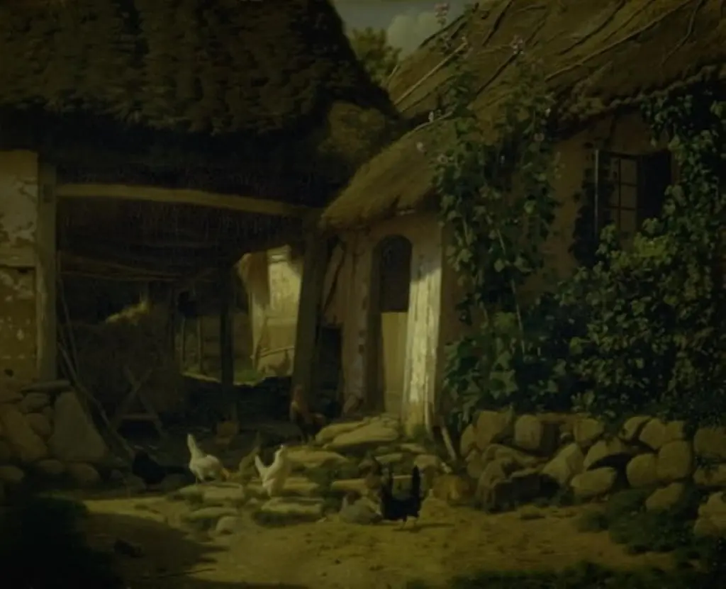 Det indvendige af en bondegård, by Frederik Vermehren