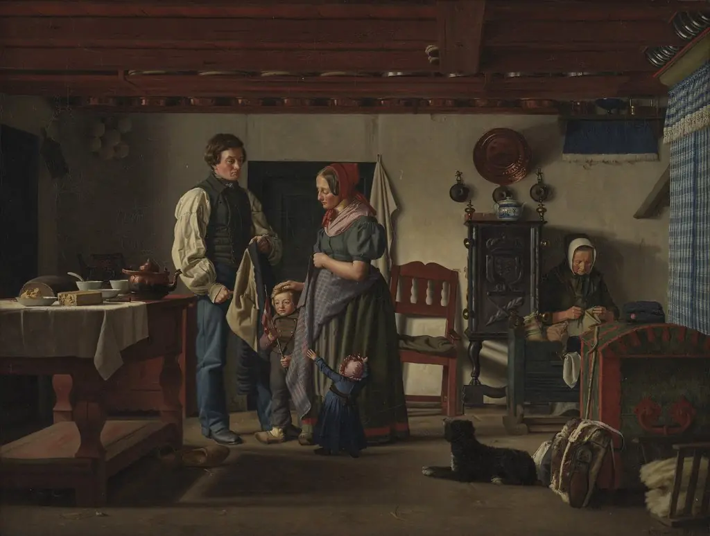 Reservesoldatens afsked med sin familie, by Frederik Vermehren