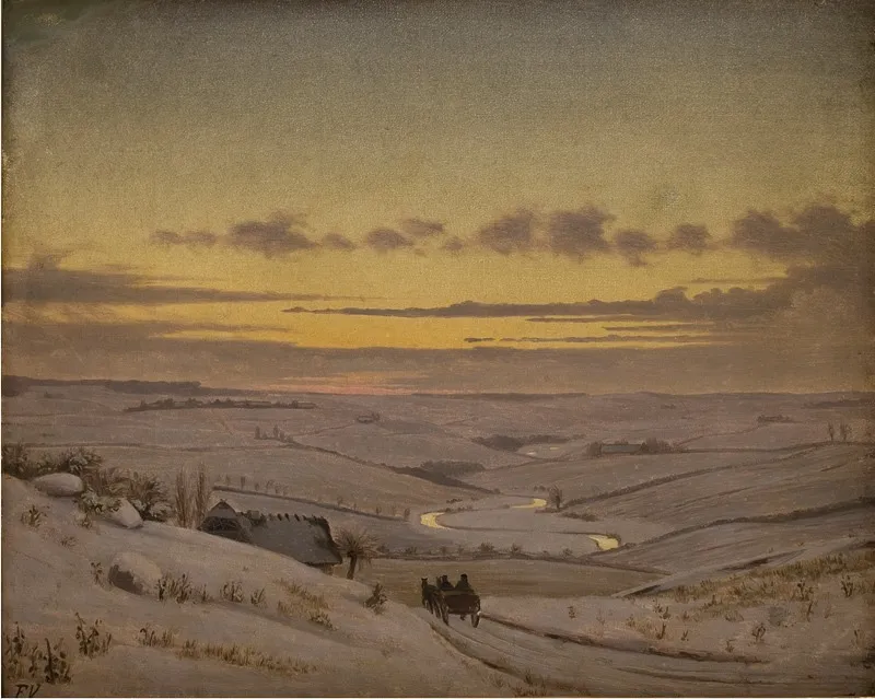 Vinteraften ved Susåen, by Frederik Vermehren, oil, 1874