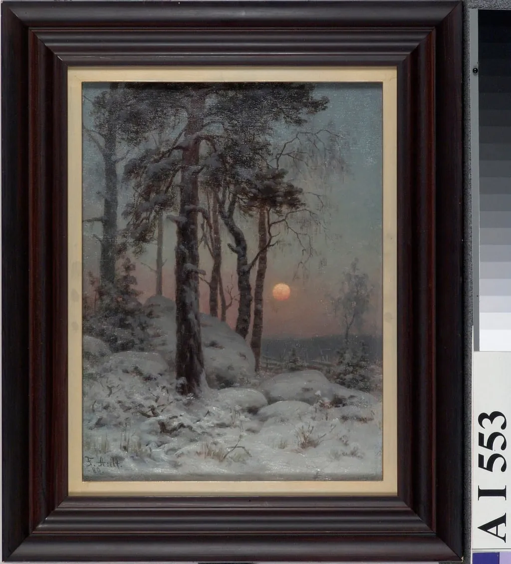 Talvimaisema, by Fredrik Ahlstedt, unspecified, 1910