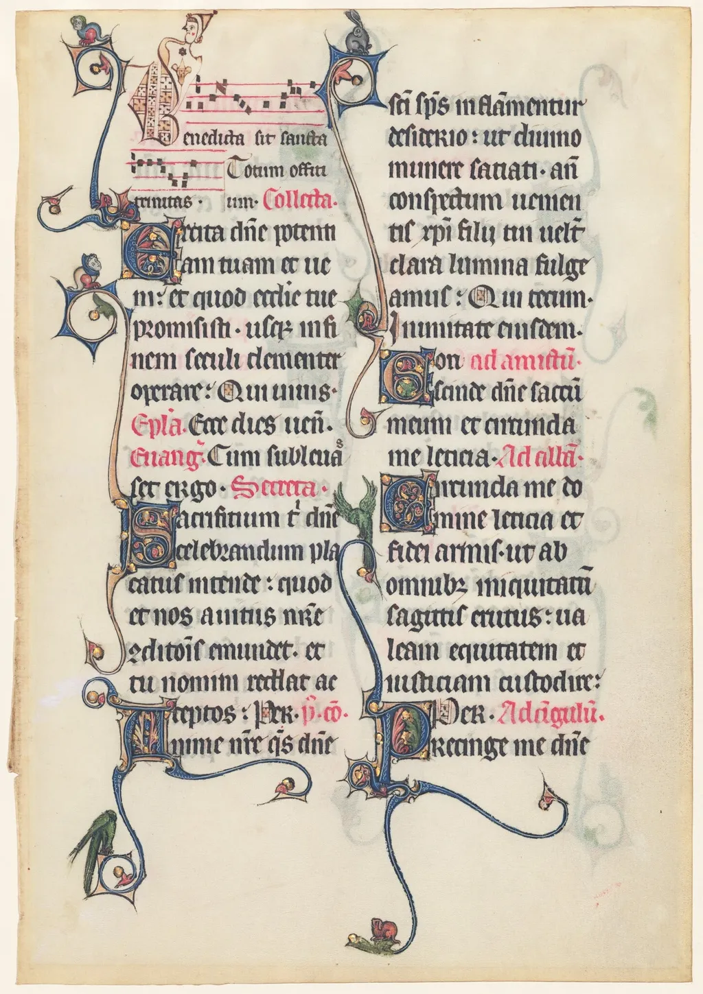 Manuscript Leaf from the Beauvais Missal, by French 13th Century, gouache, 1285