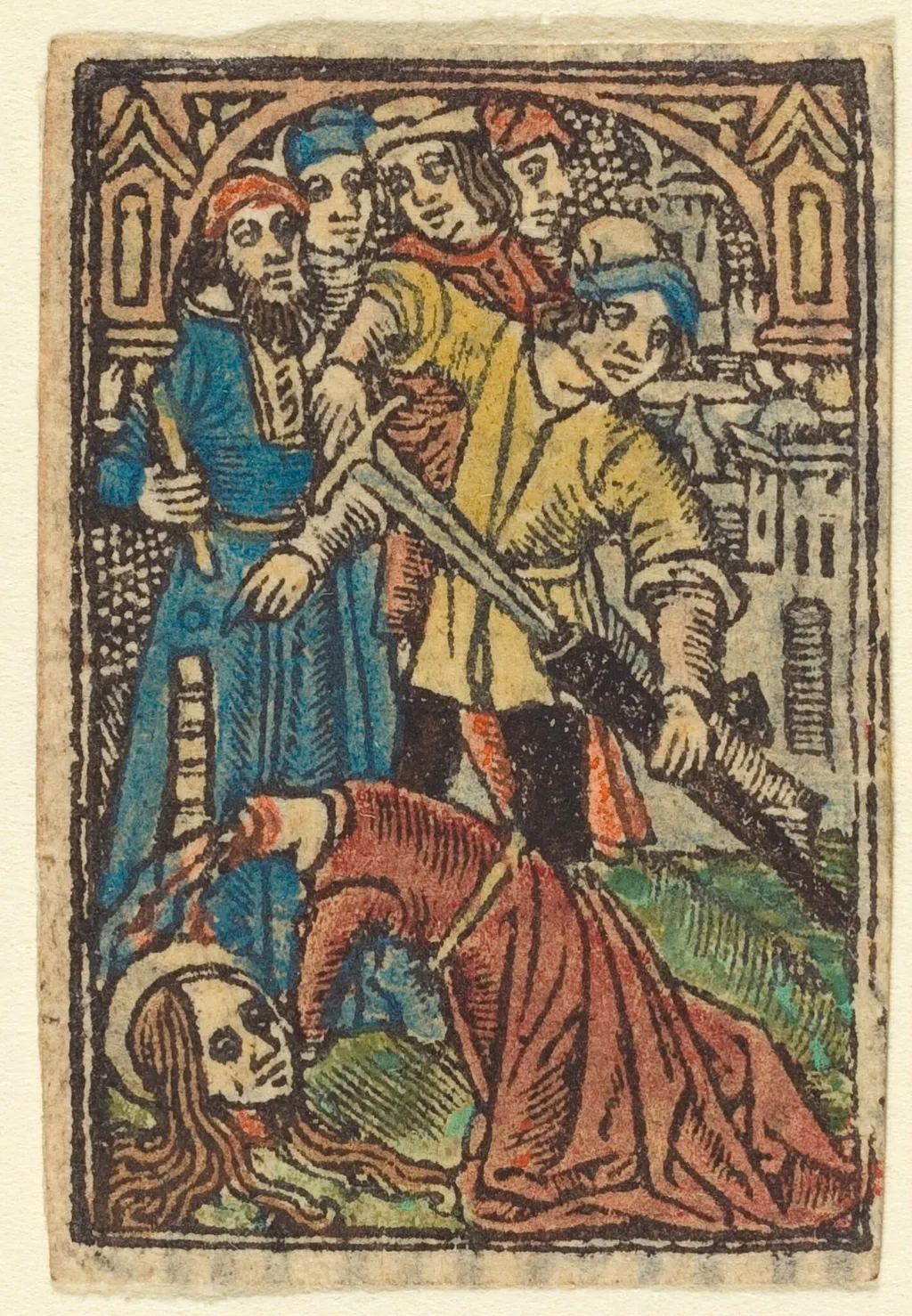 Beheading of Saint Catherine (?), by French 15th Century, ink, 1450