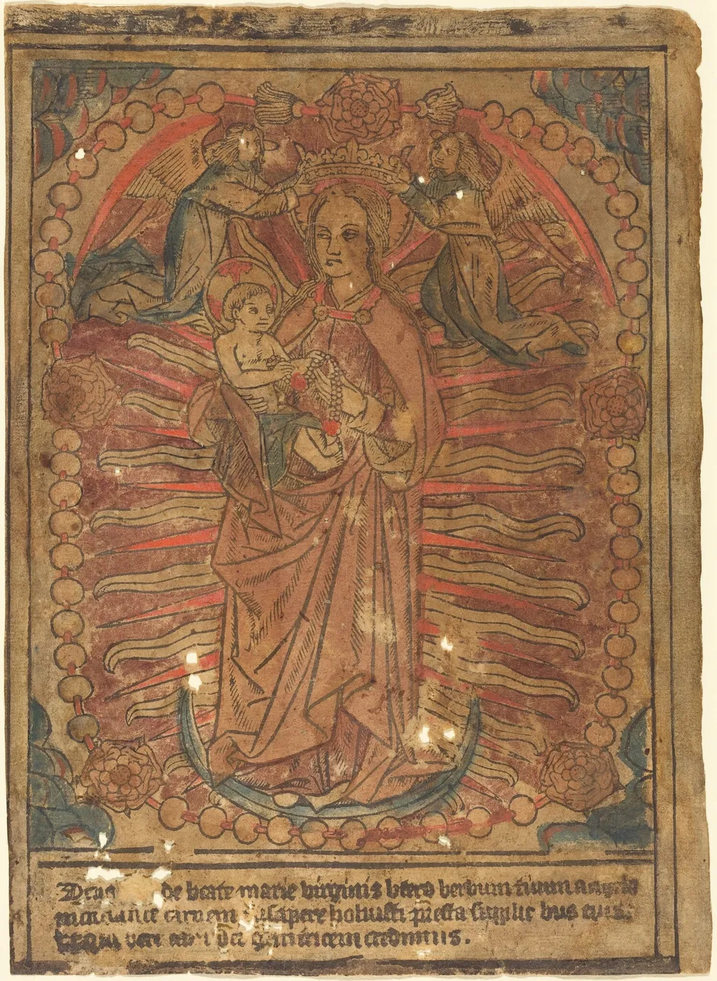 The Madonna and Child in a Rosary, by French 15th Century, ink, 1490