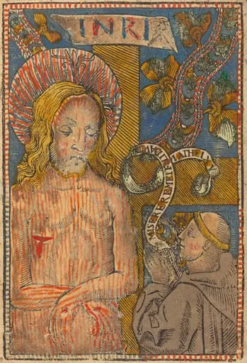 The Man of Sorrows with a Franciscan, by French 15th Century