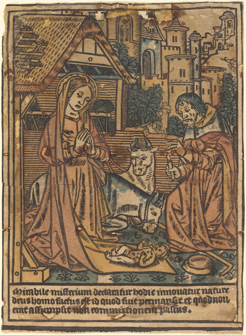 The Nativity, by French 15th Century, ink, 1495
