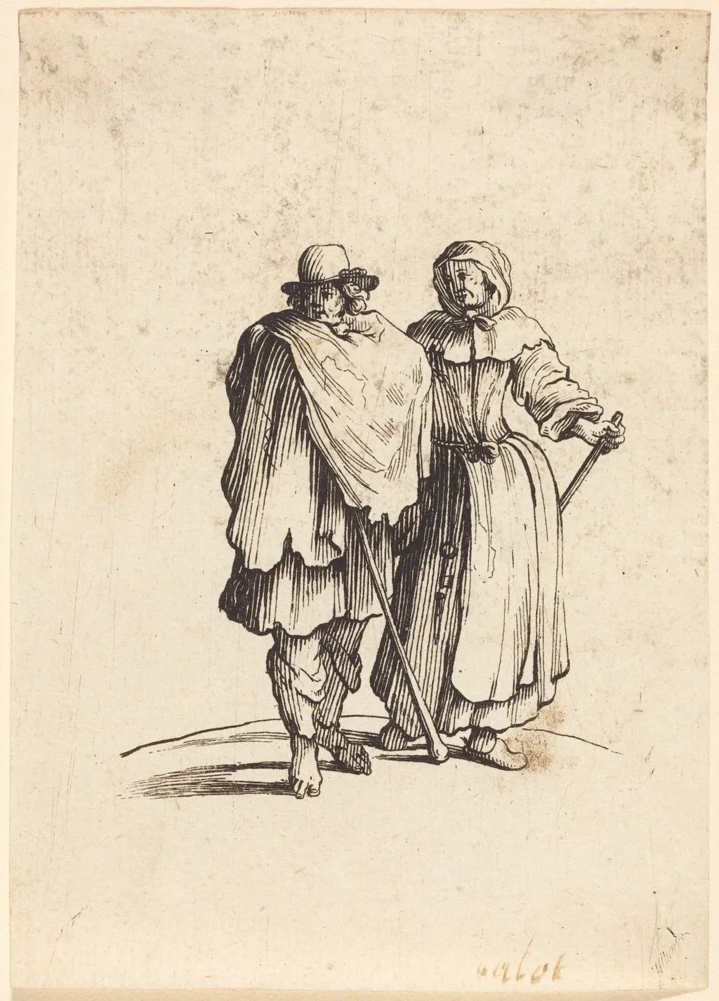 Beggar Couple, by French 17th Century, ink, 1601