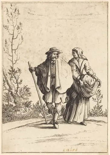 Beggar Couple, with Landscape in Background, by French 17th Century