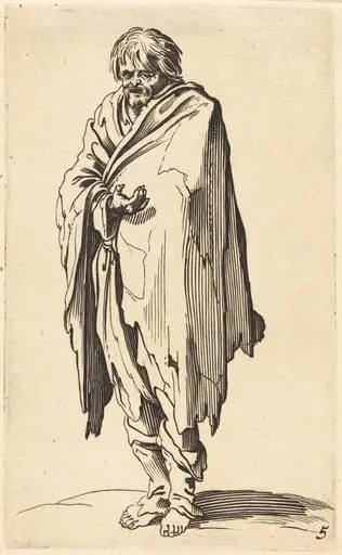 Beggar with Bare Head and Feet, by French 17th Century