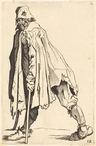 Beggar with Crutches and Cap, by French 17th Century